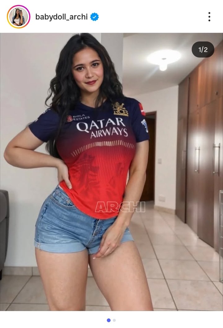 Screenshot of the fake Instagram profile 'Babydoll Archi' showing morphed images and viral reels